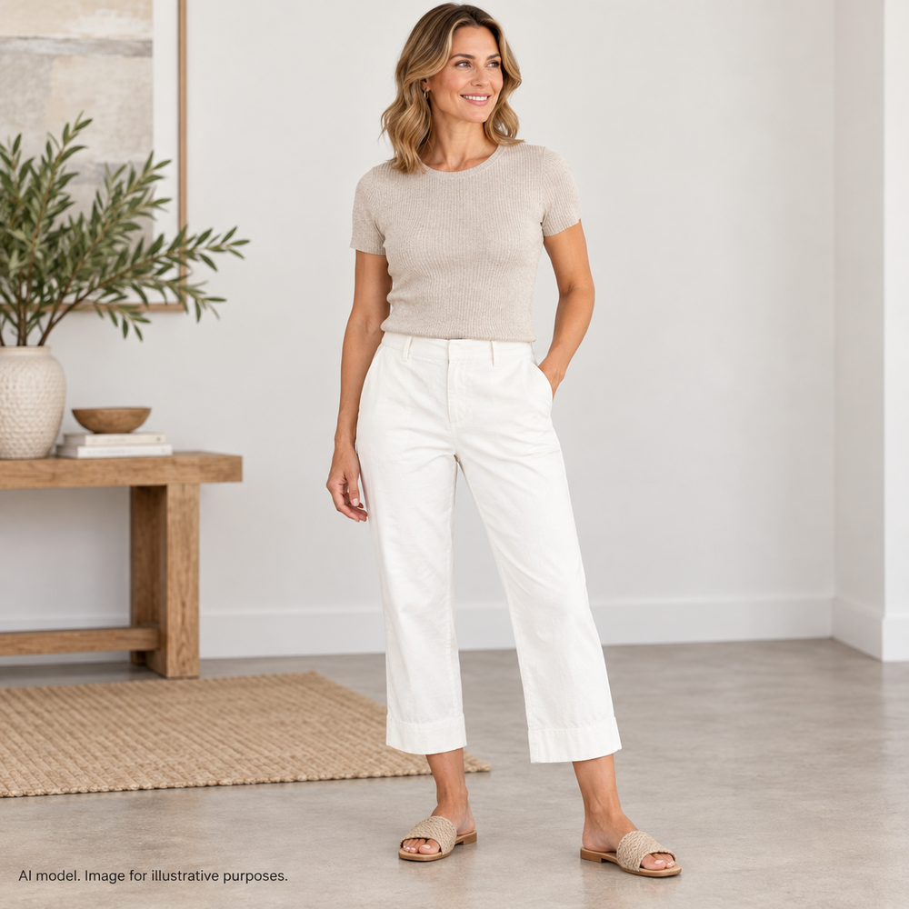 The Limited Pants Womens 2 White Lined Cropped Cuff Flat Front Cassidy Fit